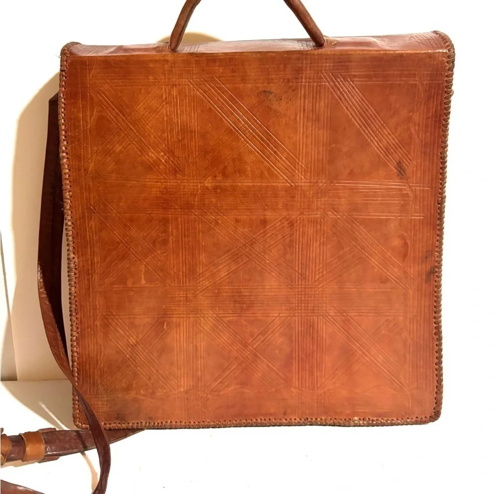 Handmade unisex Elegant Brown Leather Men's crossbody Bag
